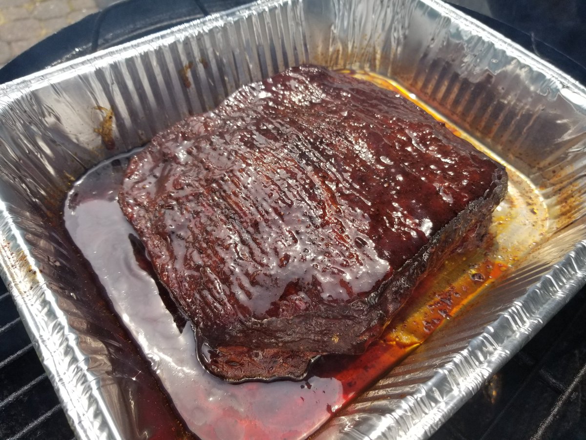 A plump brisket. 
Going away from my usual. 
Almost time to pull and rest.  
#bbq #bbqlife #brisket