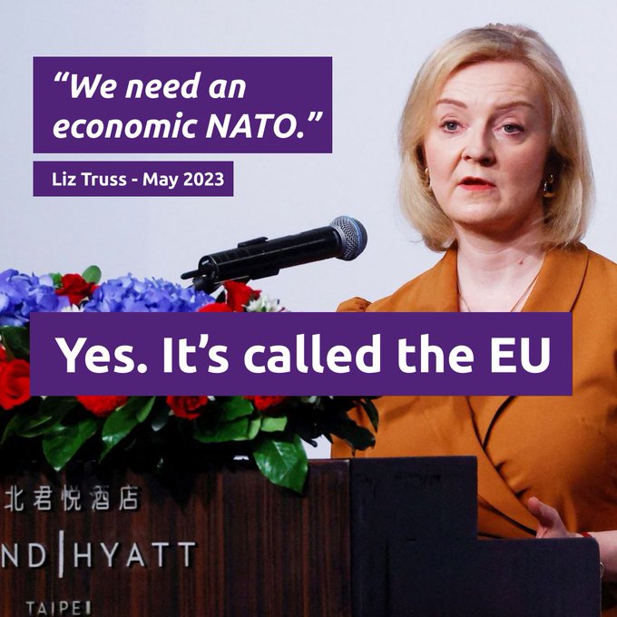 In a stunning example of a lack of self-awareness, Liz Truss has called for an 'economic NATO'