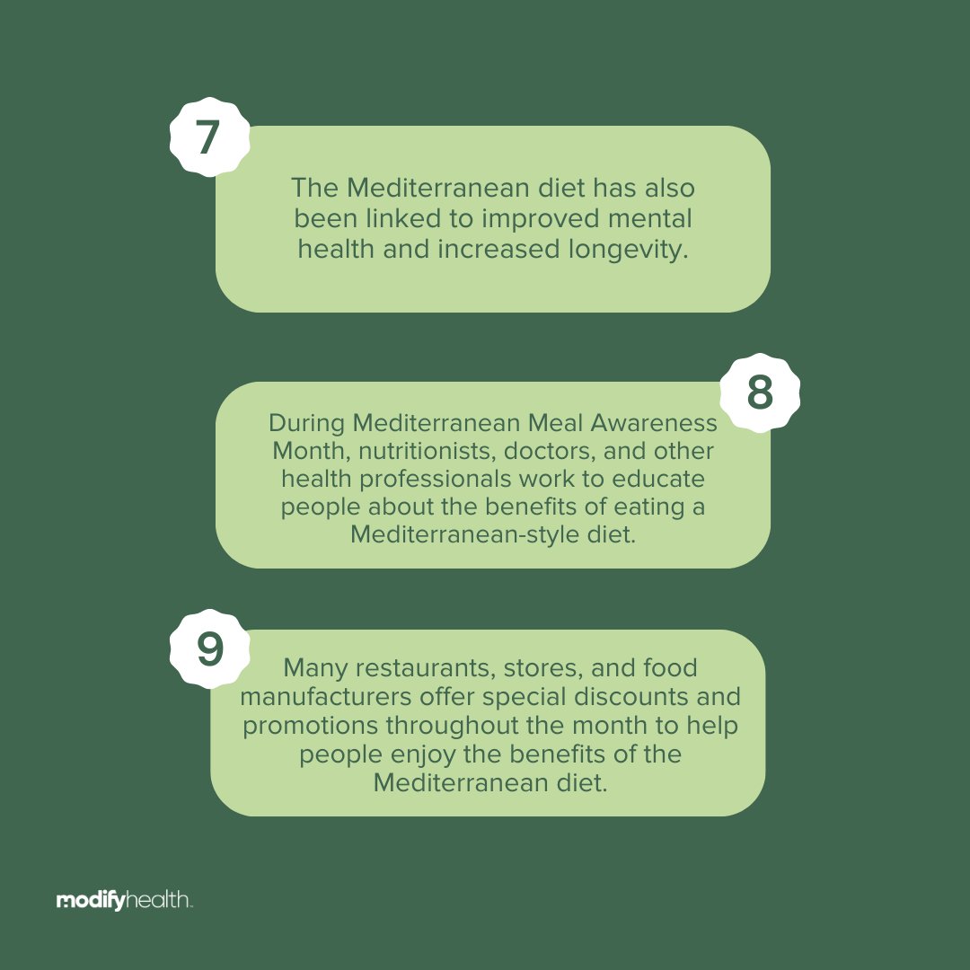 May is Mediterranean Meal Awareness Month. We're giving you 9 facts about the diet and why raising awareness is important 💪 

 #modifyhealth #mealdelivery #fiber #ibs #ibsproblems #healthyeating #guthealth  #mediterranean #mediterraneanmeals #mediterraneanmealawarenessmonth