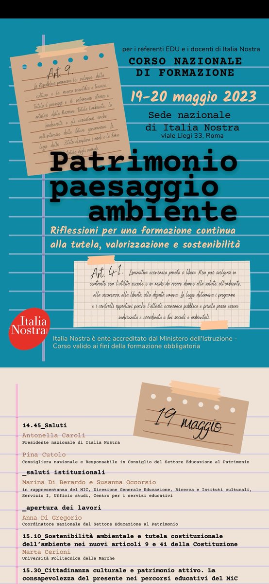 cerionimarta's tweet photo. Grazie a @ItaliaNostra_IT per l'invito a tenere una relazione al corso nazionale su #sostenibilitàmbientale #tutelaambiente #patrimonioculturale #paesaggio proprio oggi ove si sente di più il bisogno di proteggere #ambiente #prevenire @ancoitans #Cultura https://t.co/tPic6cTcP7