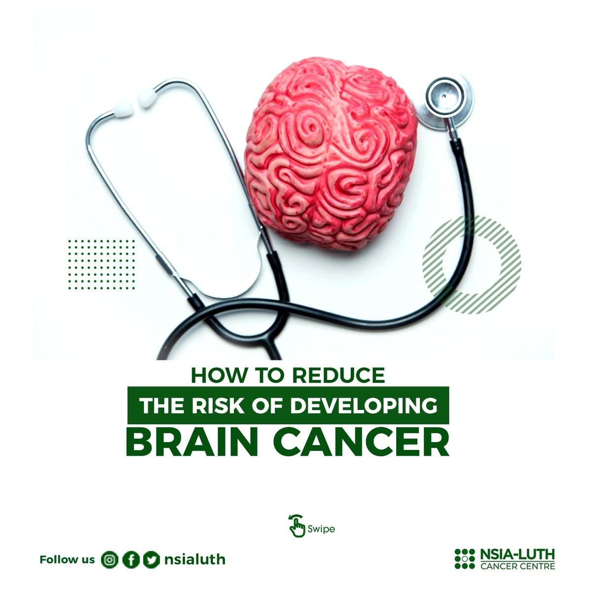 Brain cancer is a type of cancer that starts in the brain. It can be caused by a variety of factors, including genetics, exposure to radiation, and certain viruses. 
#BrainCancerAwareness #InspireHope #braincancer #braintumour #cancerawareness #cancers #CancerCentre #NSIA #LUTH