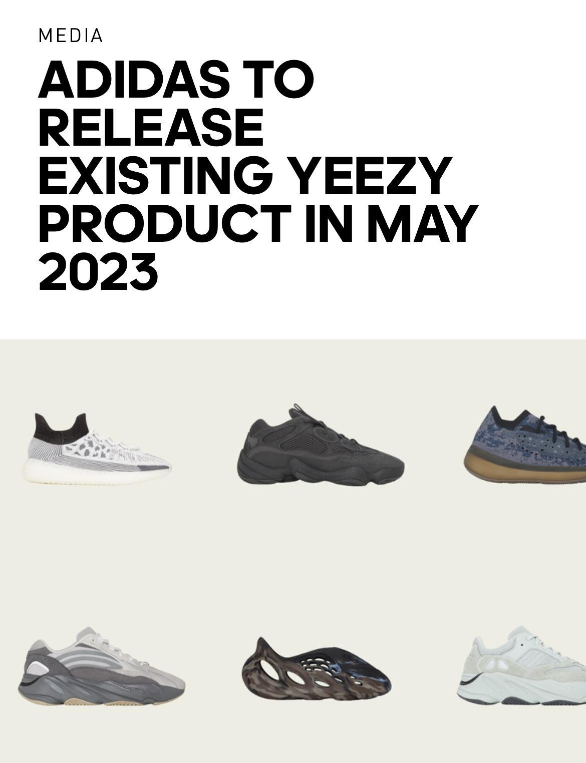 adidas to release existing YEEZY product in May 2023