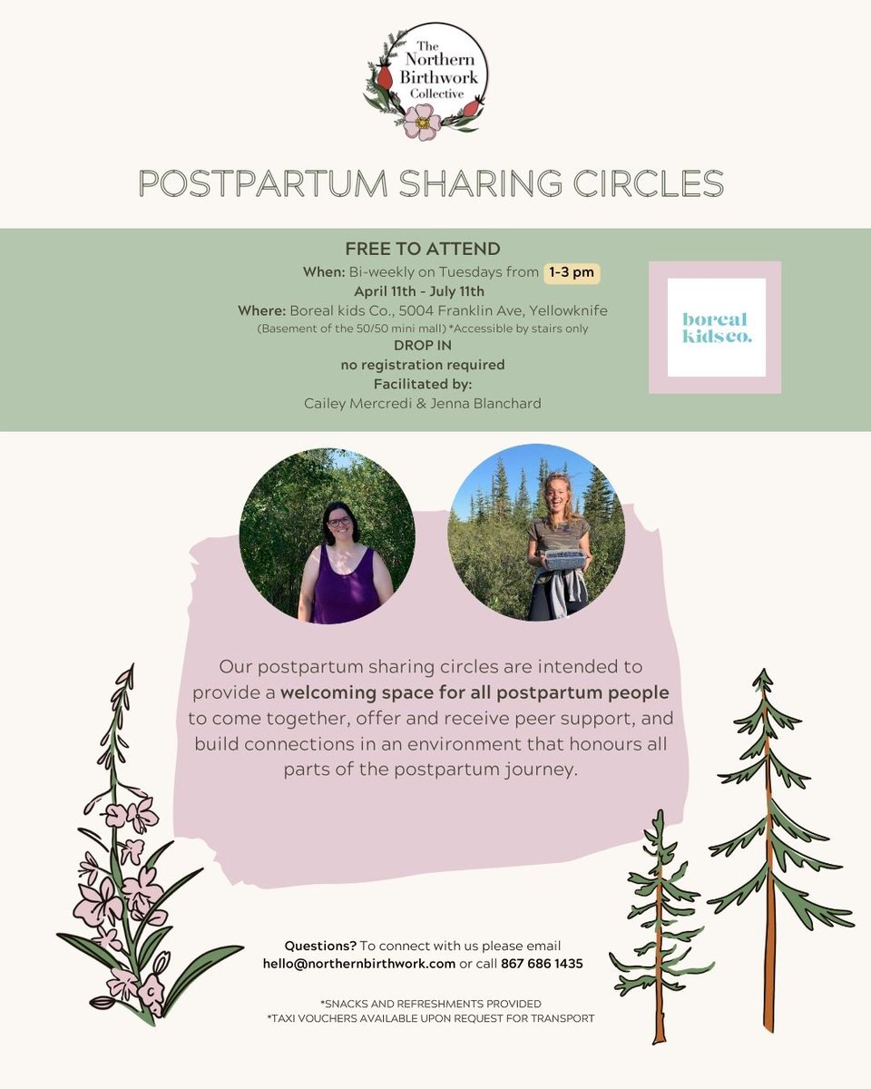 Our postpartum sharing circles will be held at a new time starting next week! Join us bi-weekly on Tuesdays between 1-3 pm to connect with other postpartum parents.
See our poster or FB event page (loom.ly/0W-2SW0) for more details! #postpartumsupport #sharingcircle