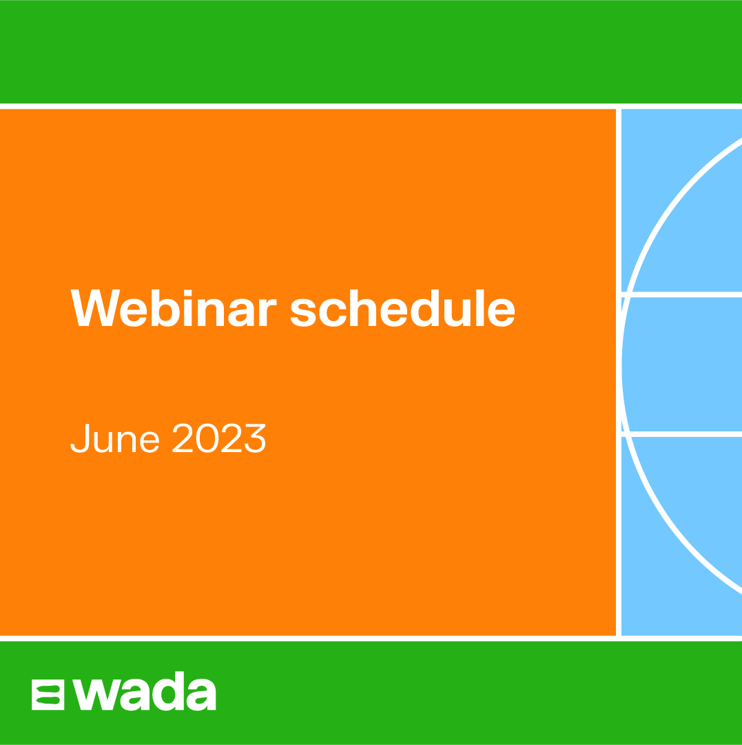 wada_ama's tweet photo. Our webinar schedule is out! Anti-doping legislation, IT innovation around ADAMS and managing whereabouts failures will be the focus of our webinars in June | Register here: https://t.co/yNvnFhlMYI https://t.co/EjhXUUrUIW