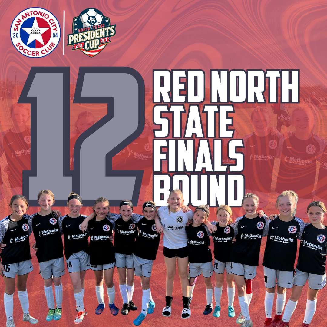 Congrats to SA City 12G Red North for qualifying for Presidents Cup State Finals! Congrats to Ashley, Players, and Parents! Good Luck this Weekend!

#BuildingTheCITY #SACityProud
🔵🔴