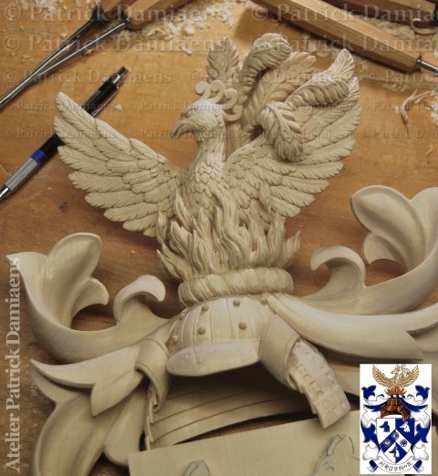 Work in progress. Carving a crest and helmet. Part of a Canadian coat of arms. #townson #canada  #coatofarms #familycoatofarms  #armoiries #armoiriesfamiliales #héraldique #araldica #canadianheraldry #canadianheritage #canadianheraldicauthority #creationofarms #canadianheralds