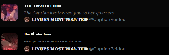 Seems like I got <a href="/CaptianBeidou/">𝕃𝕀𝕐𝕌𝔼𝕊 𝕄𝕆𝕊𝕋 𝕎𝔸ℕ𝕋𝔼𝔻</a> 's attention👀

The King shall accept your invitation....