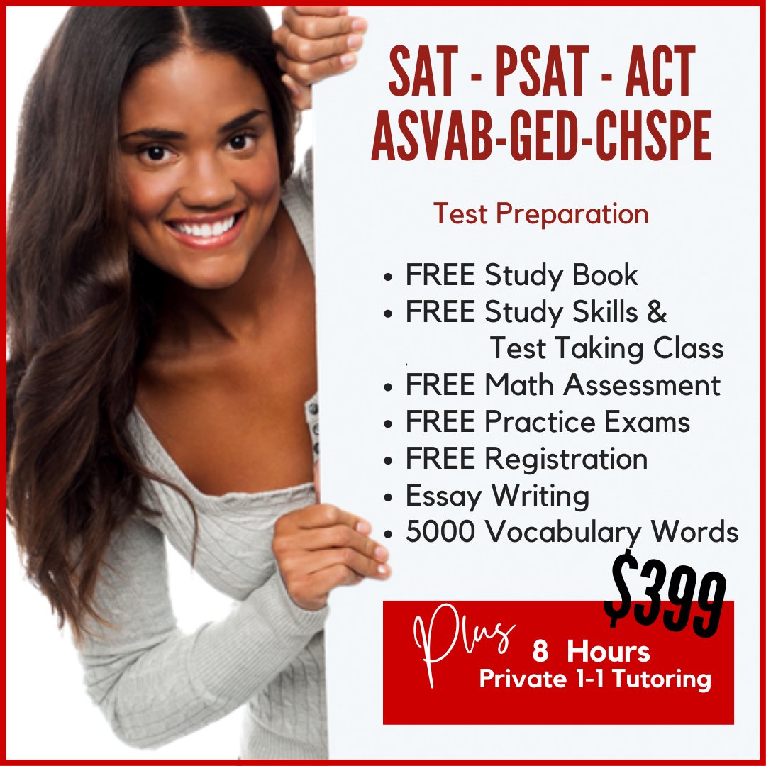 My_Learn_Studio's tweet image. #MyLearningStudio offers TEST PREPARATION for the ASVAB, CHSPE, or GED.
Private 1-on-1 tutoring is available for the SAT, ACT, or PSAT tests.

Sign up by June 21st and receive a FREE BOOK!

Call (951) 789-5402 or visit MyLearningStudio.com/tutoring-for-a…

#tutoring #testprep #testpreparation