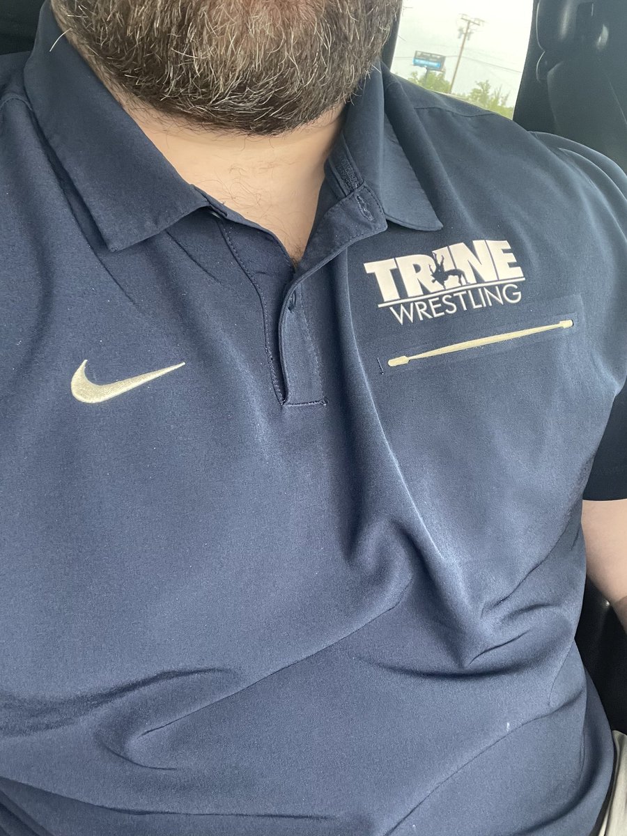 Day 19 of #WrestlingShirtADayinMay! Polo with the frocket. Trine softball dominating the region! @TrineWrestling