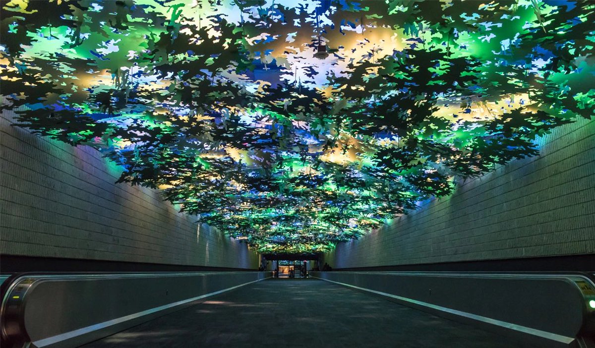 This pattern is best described as “the forest walk art installation between Concourses A and B in Hartsfield-Jackson”