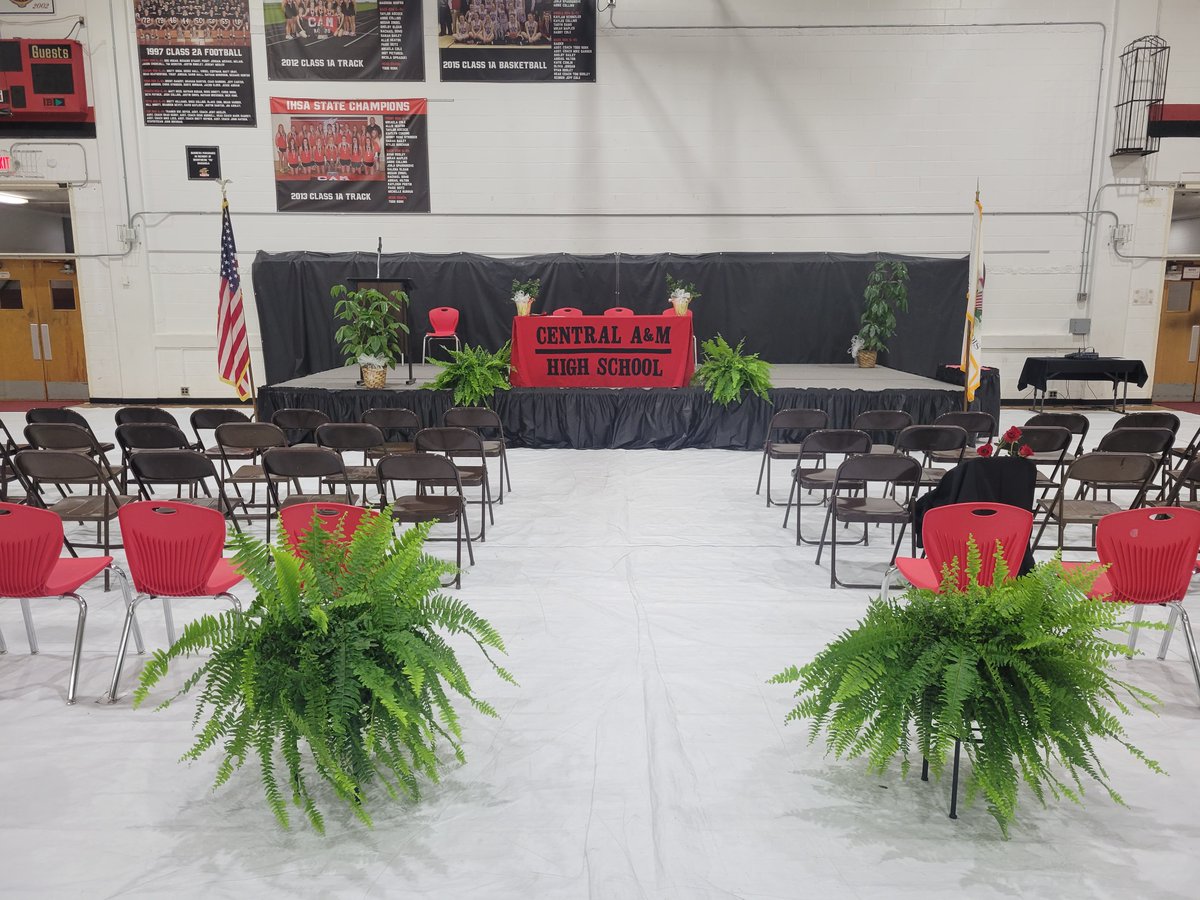 The stage is set for the Central A&M High School Graduation ceremony for the Class of 2023. Tonight at 7 in the HS Gym.
We are planning on a live stream of the ceremony over our YouTube channel at the following link:
youtube.com/channel/UCiRJS…

Join us!

#IAGDTBAR #RaiderStrong