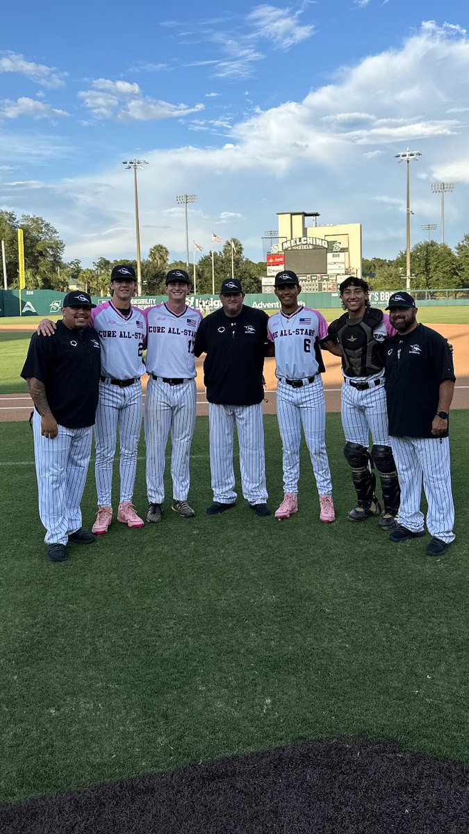 Great night of baseball at the Cure Senior All Star game put on by the <a href="/floridaleague/">Florida League</a>. These 4 Senior spent their last HS game on the field with their coaches! <a href="/coachmac25/">Mike McDaniel</a> <a href="/Scottyg15/">Scott Garland</a> <a href="/AngelOtero42/">Angel otero</a> <a href="/RobertH2023/">Robert Hurlock</a> <a href="/Tmac20231/">Tmac2023</a> <a href="/DerekLopez72/">Derek Lopez</a> <a href="/joelcollado05/">Joel Collado</a> <a href="/BamaStateBB/">Alabama State Baseball</a> <a href="/FGCU_Baseball/">FGCU Baseball ⚾️</a>