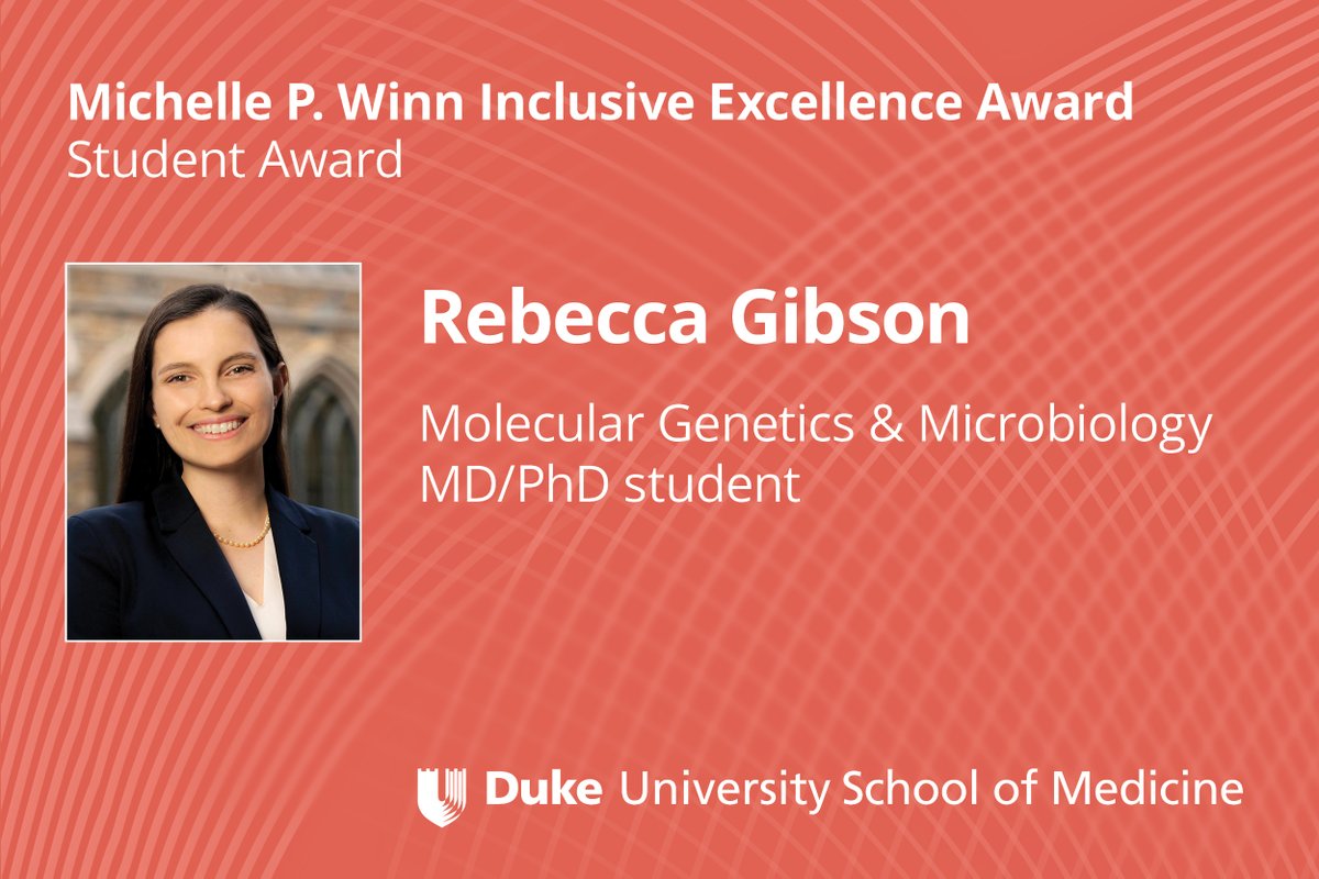 Congratulations to Rebecca Gibson! Rebecca, an MD/PhD candidate in molecular genetics and microbiology, has committed herself to mentoring local middle, high school, and undergraduate students. @DukeMGM medschool.duke.edu/news/2023-mich…