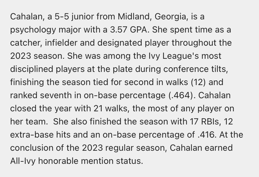 Congratulations to <a href="/mb_cahalan/">mb💥</a> and her <a href="/DartmouthSball/">Dartmouth Softball</a> teammates  who were both named to the <a href="/CollSportsComm/">College Sports Communicators</a> Academic All-District Softball Team 🎉