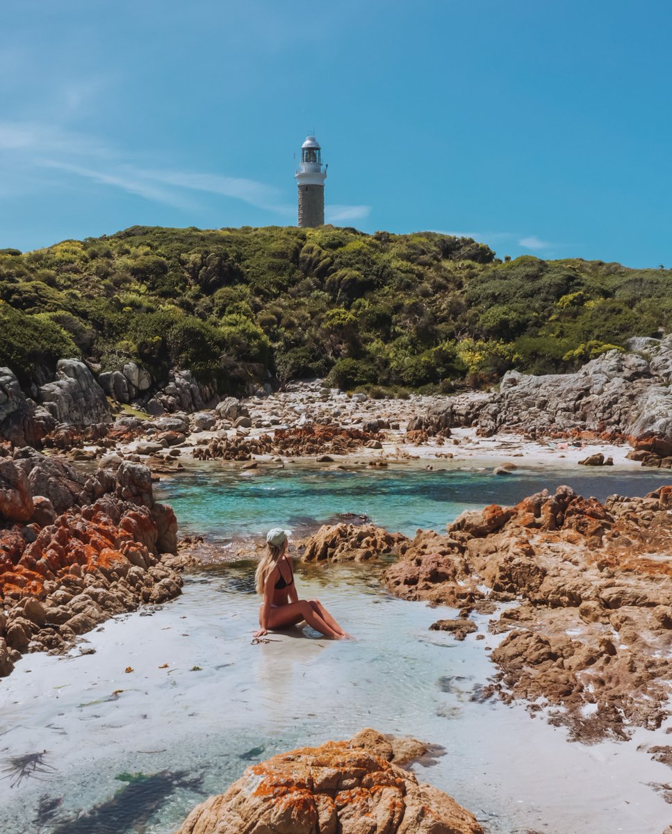 Looking north from the beaches of the Bay of Fires as you stand on the dramatic boulders tumbled across the beach, you can see Eddystone Point Lighthouse, situated 15 kilometres north of Ansons Bay on Tasmania's north-east coast. 🌊 pic: instagram.com/she.who.explor…