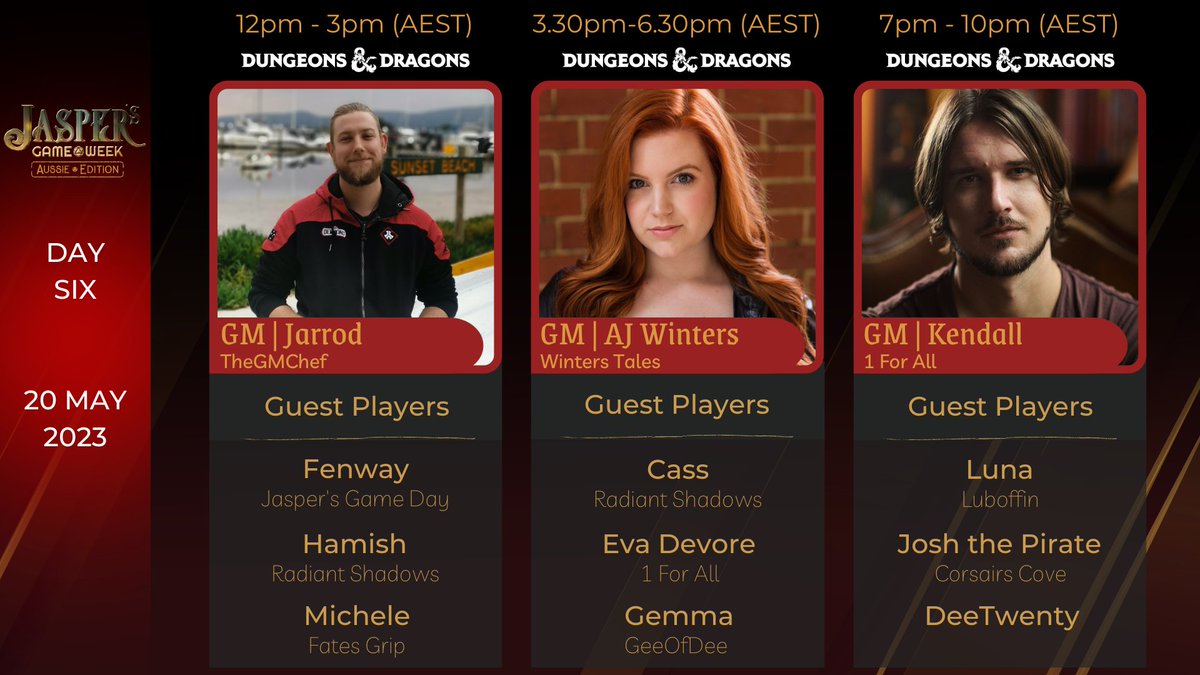 Meeples_Dragons's tweet photo. We'll be going live at 12pm AEST for the FINAL DAY of #jaspersgameweek Aussie Edition on https://t.co/Qp5wRB8war

Join us for some great TTRPG, help us raise some money for Black Dog Institute via donations that can impact the game play.

https://t.co/UvoTJQHZdD https://t.co/FDBXyWYs71