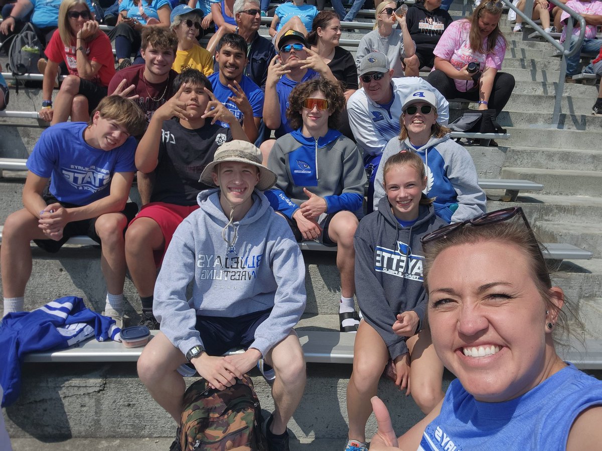 Run_PHS's tweet image. Cheering squad ready for the 400 hurdles to begin! Owen will run in about 45 minutes!