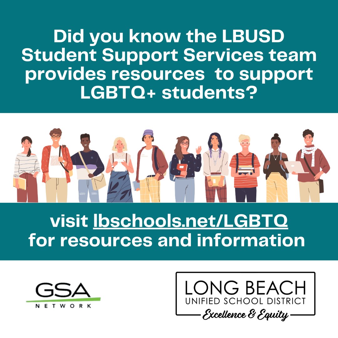 🗣Did you know the LBUSD Student Support Services team provides resources to support LGBTQ+ students? Visit Lbschools.net/LGBTQ to learn more. #LGBTQIA #studentsupports #LongBeach #LBUSD #ProudtobeLBUSD