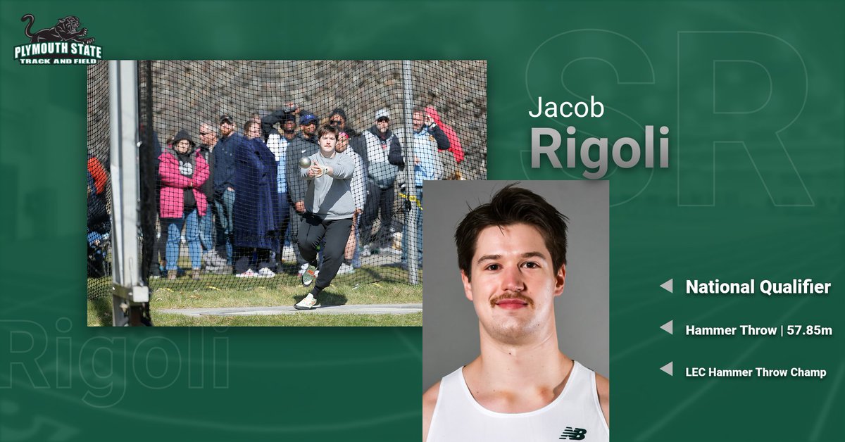 PSU_XCTF's tweet image. Congratulations to Jacob for qualifying in the Hammer Throw for the NCAA DIII National Championships! 

#PSUTF #BleedGreen #PlymouthState #PantherPride #Nationals