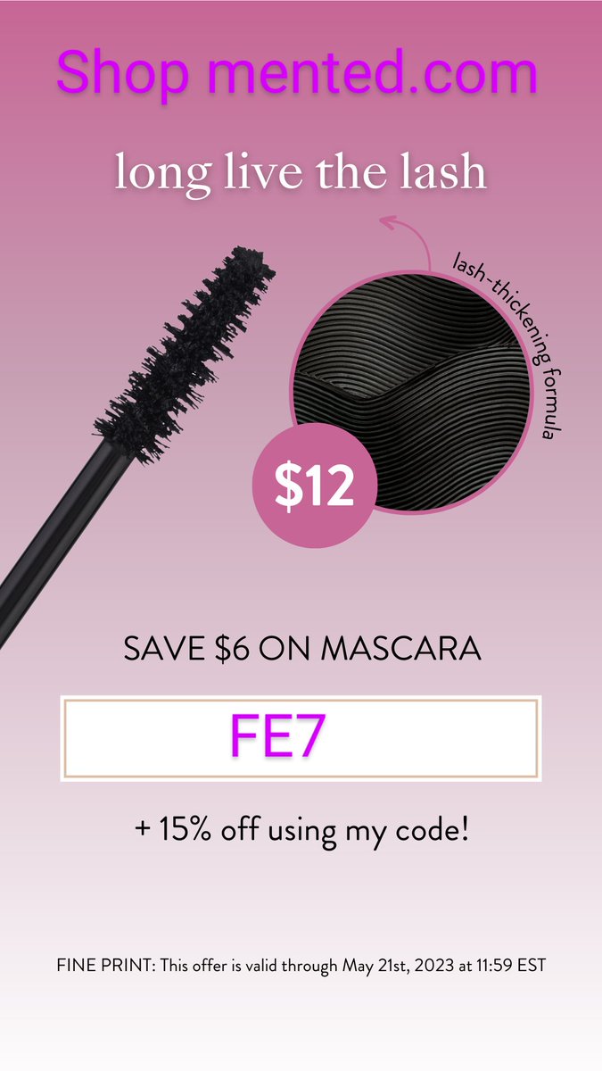 PozErCise's tweet image. Enjoy A 15% Discount When Using
My Code FE7 At Checkout! Shop
Mented.com!

#makeup
#mascara
#mented