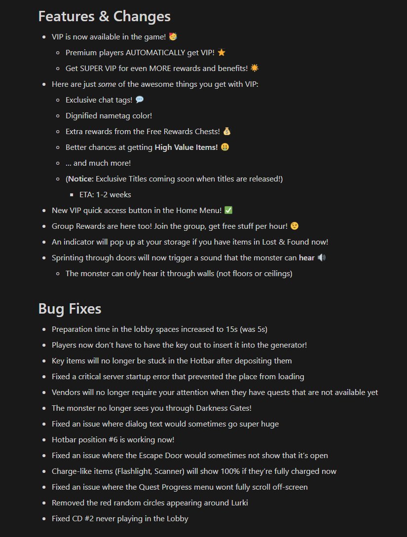 LightsOut_Game's tweet photo. Our latest update is now LIVE:
- Get VIP for FREE with Roblox Premium! ⭐
- New SUPER VIP Pass! 🌟🌟🌟
- Sprinting through doors = risky now! 👻
- Many many bug fixes and changes! 🐛

Play it NOW here! #Roblox #RobloxDev
https://t.co/lpeDbqcIZ4 https://t.co/m32hyOaRFK