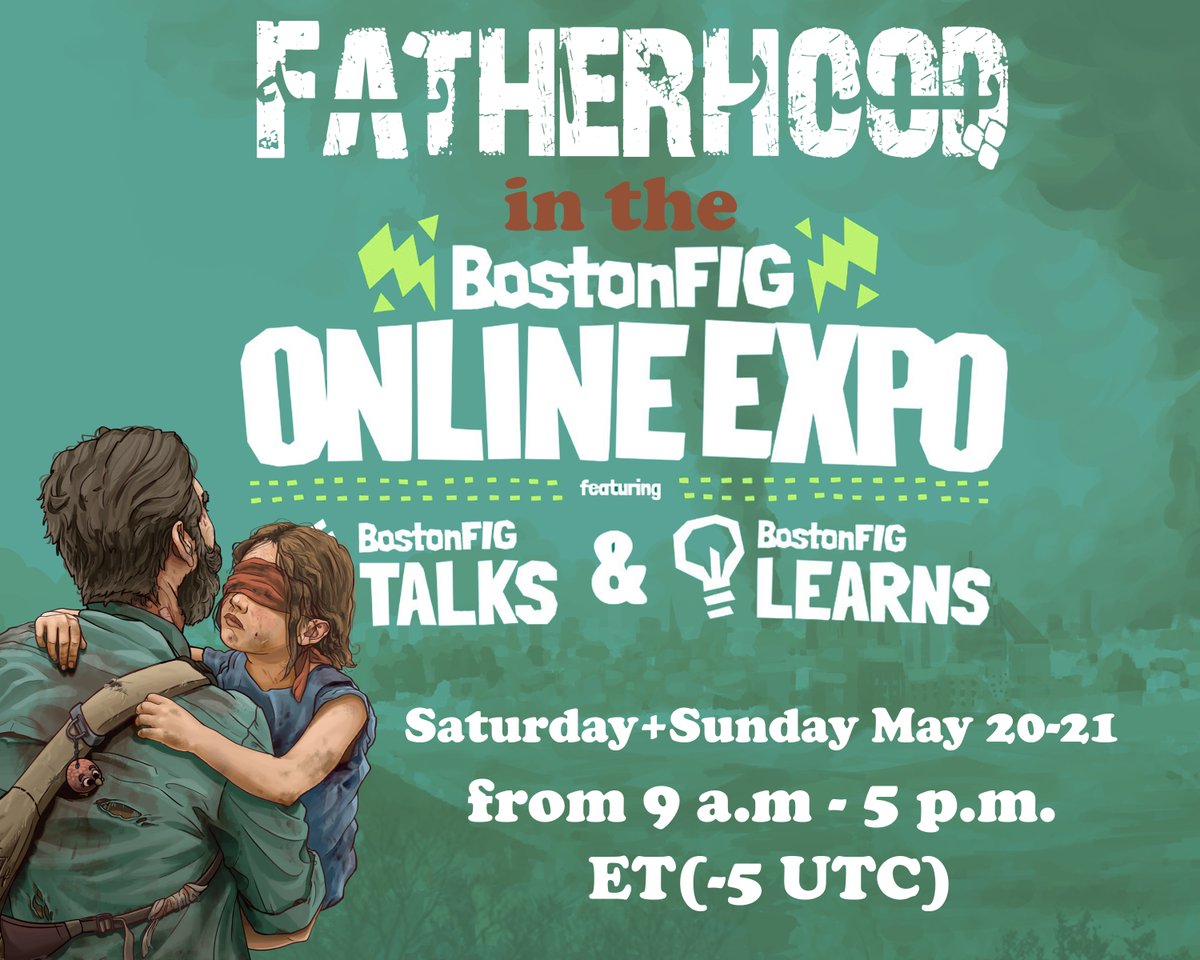 No time for rest
Fatherhood will be in the online Expo of BostonFig

The Online Expo is Saturday + Sunday May 20-21, from 9 a.m. - 5 p.m. ET (-5 UTC) in explorable, 2d virtual world!

#BostonFIGexpo
#BostonFIG
#Fatherhood
#indiegame
#indiegameDev
#SaturdayVibes
#WeekendFeels