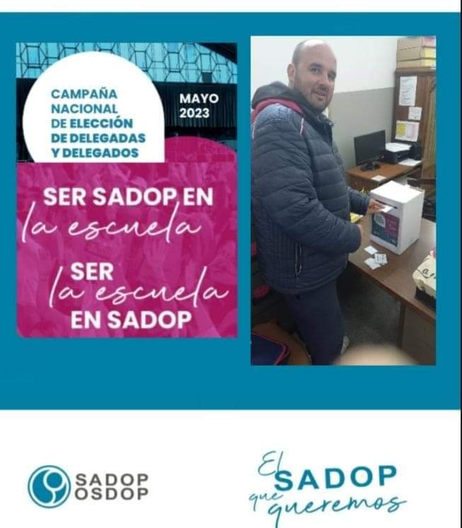 SadopJunin's tweet photo. #Junín
Campaña Nacional de Elección de Delegadas y Delegados del SADOP 

Gabriel Paolín,  delegado electo en el Colegio Santa Unión,  Nivel Primario y en el Turno Tarde .

Sumá tu escuela!
Elegí representante gremial.

#SerSADOPenlaEscuela #SerlaEscuelaenSADOP
Sumate y participá https://t.co/gdFOKle2Km