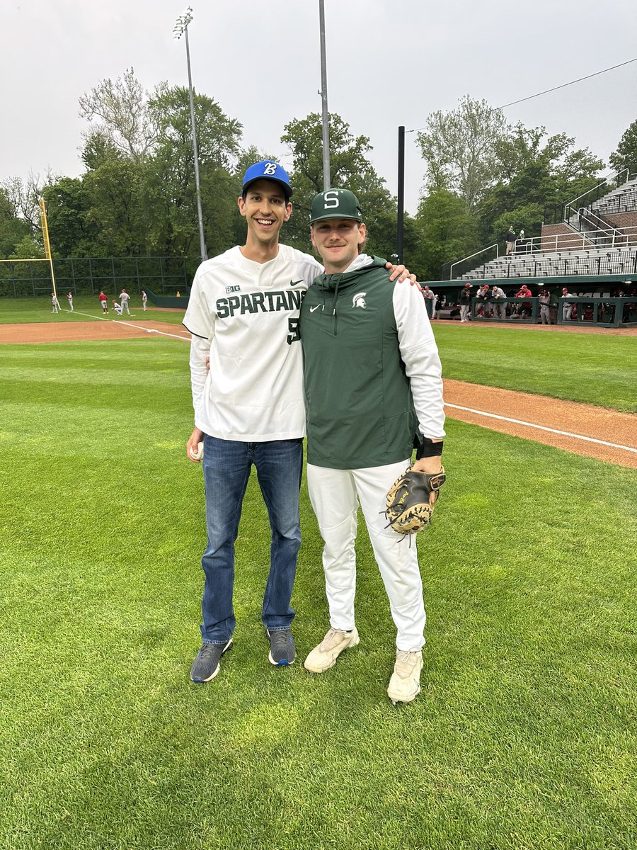 MSUBaseball's tweet image. Honored to have Mr. Jordan Parks, a teacher at Bath HS and earned both his undergraduate &amp;amp; master’s degree at @michiganstateu, throw out tonight’s ceremonial first pitch on First Pitch Friday!!  

#GoGreen | #SpartanStrong