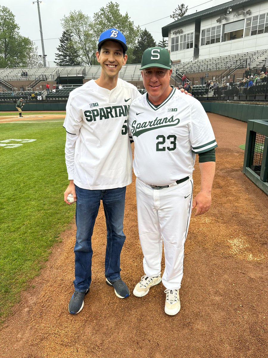 MSUBaseball's tweet image. Honored to have Mr. Jordan Parks, a teacher at Bath HS and earned both his undergraduate &amp;amp; master’s degree at @michiganstateu, throw out tonight’s ceremonial first pitch on First Pitch Friday!!  

#GoGreen | #SpartanStrong