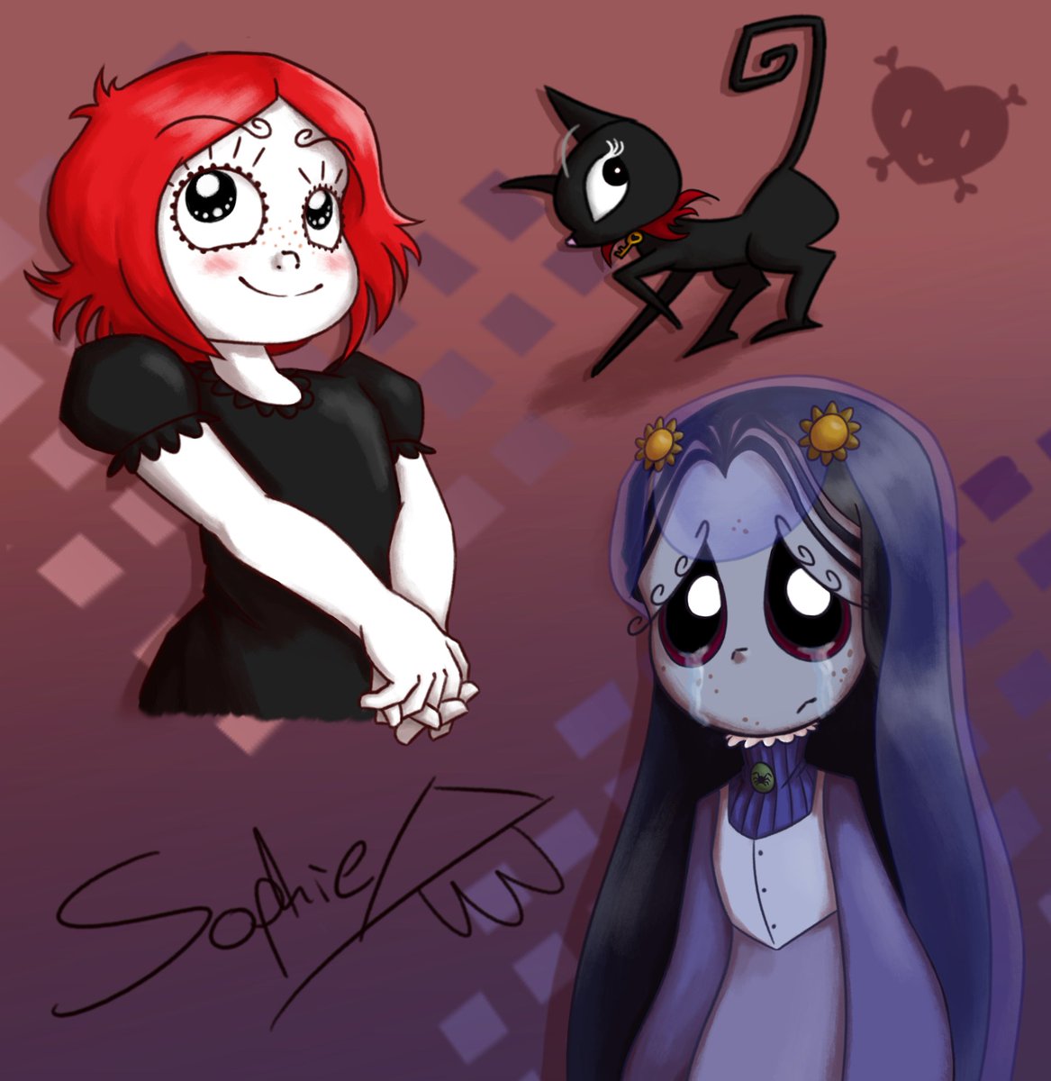 SophieSqid's tweet photo. I am finally back to bring you a spread of #rubygloom #misery and #doomkitty https://t.co/TlDyyYnPBA