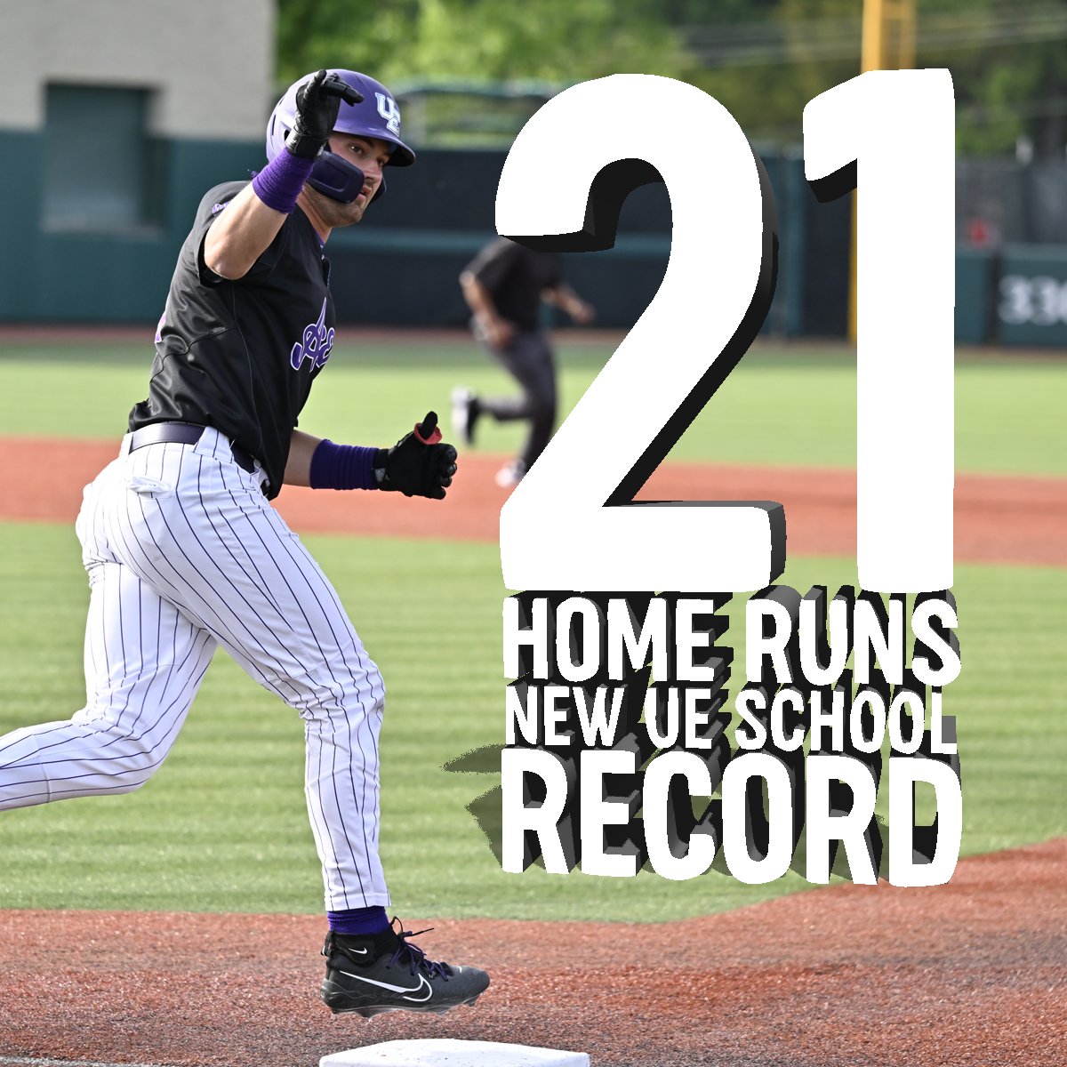 UEAthleticsBASE's tweet photo. Congratulations to @ericroberts1_ on breaking the UE single-season home run record tonight at UIC!

⚾ #ForTheAces x #GUAC 🥑 https://t.co/dz6ma5ro5x