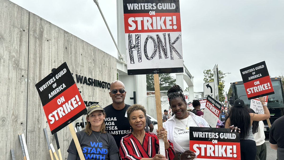 BarbaraLee_CA's tweet photo. Proud to stand in solidarity with the heart and soul of the entertainment industry: the 11,500 screenwriters of @WGAWest and @WGAEast.

As the industry faces unprecendent changes, one thing remains clear: these visionaries deserve to be compensated and treated fairly. https://t.co/yapCq3Ubkx