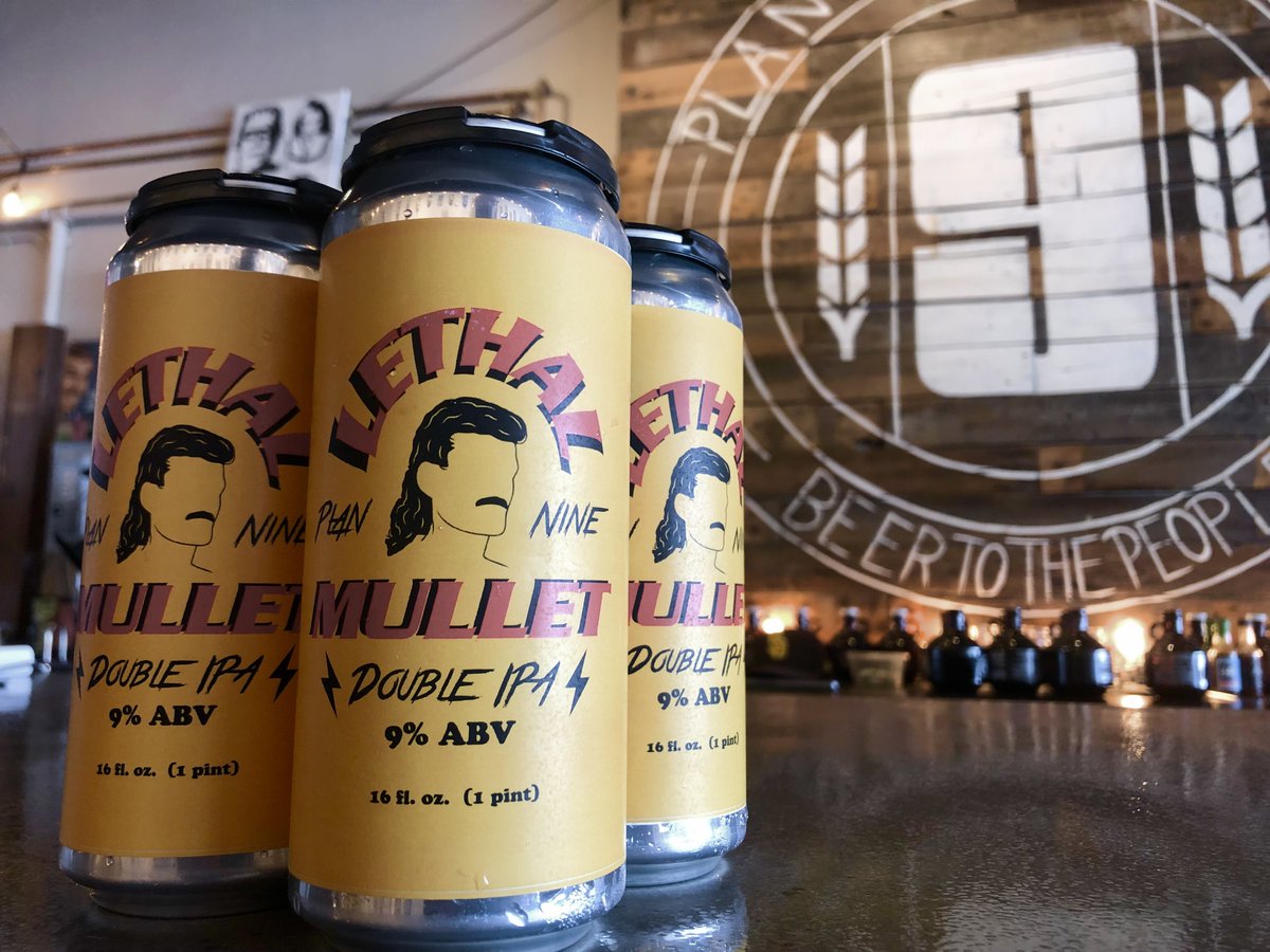 New can release! 'Lethal Mullet' --> Big double IPA bursting with bitterness, citrus, & pine notes from the butt load of CTZ, Centennial, Columbus, Chinook, Cascade, & Simcoe hops. Get at it. Mmkaay?

#Plan9BeerCo #SDBeer #Brewery #BrewedOnGrandAvenue #DoubleIPA #IIPA