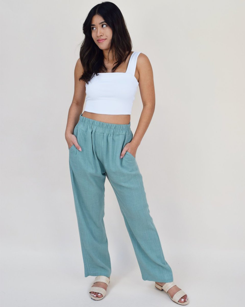 Having a difficult time outfitting for these transitional days between Spring and Summer? 🤍 Try incorporating linen into your wardrobe! 

We love our Helena Linen pant in light teal to keep you stylish and cool during the warmer parts of the day.

Request the Helena Linen pant i
