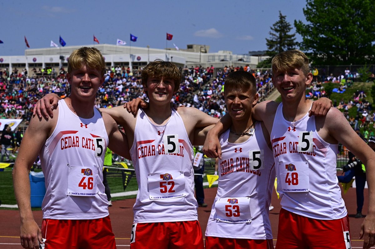 <a href="/CedarCatholic/">Cedar Catholic</a> wins the boys 4x800 with Loecker, Noecker, Becker and Arens.   No offense to Carson Arens, who had the fastest split, but was Hecker not available?