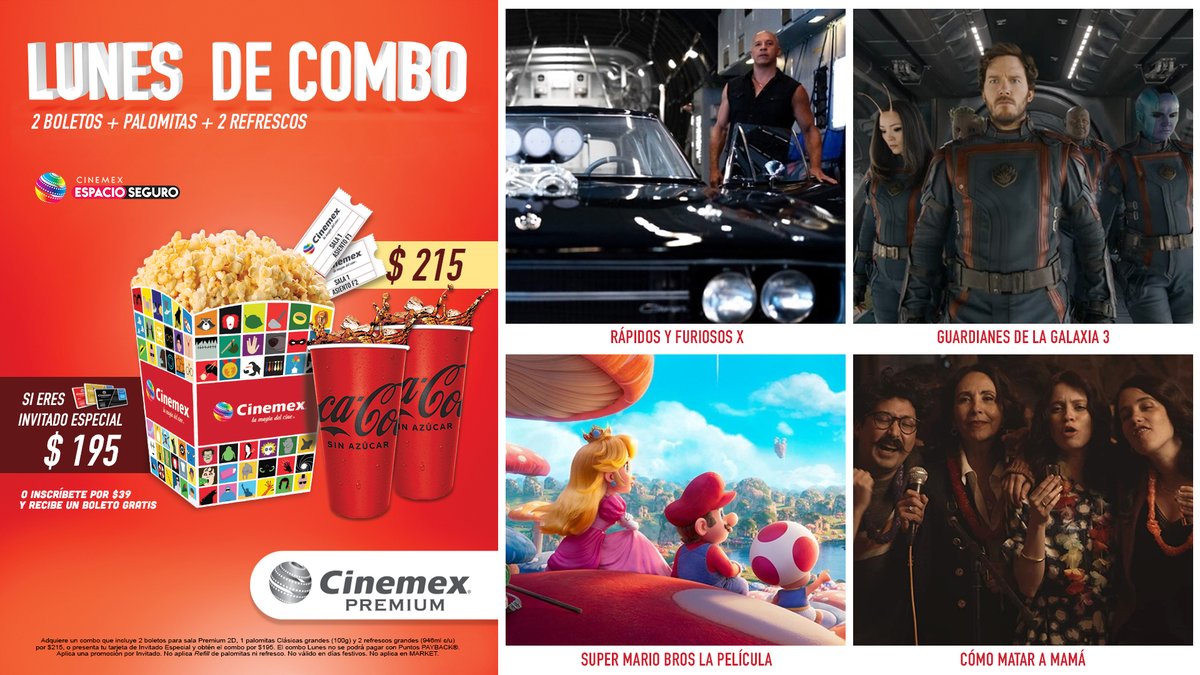 Cinemex's tweet photo. Lunes lleno de pelis, palomitas, nachos y la mejor compañía. Consulta cartelera en la app y disfruta un día lleno de Cinemex. https://t.co/hSFnXcKVkz