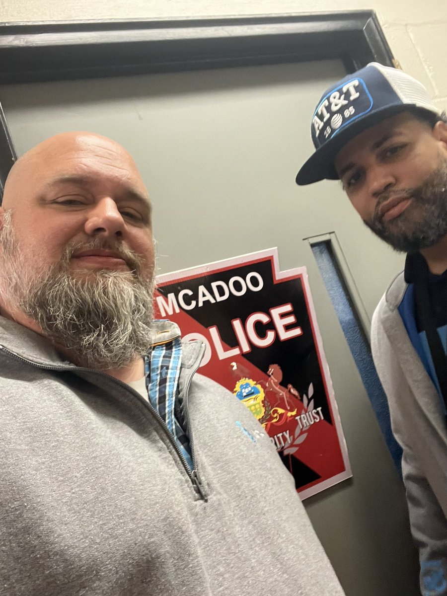 JYacina's tweet photo. Second stop of #getyourswagoutside on FirstNet Friday with @HectorDLC83 is McAdoo Pd. They have agency but they need some sub paid for their officers and family @keroninc @realmccoy1988 @dan_young_22 @ricrubio74 @JeffMolinaroFN @TeamSWAGOHPA @MikeSBurgess_ @FirstNet https://t.co/b3G3PUydGg