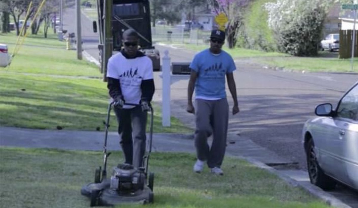 These guys mow lawns for the disabled, elderly and single mothers for free.