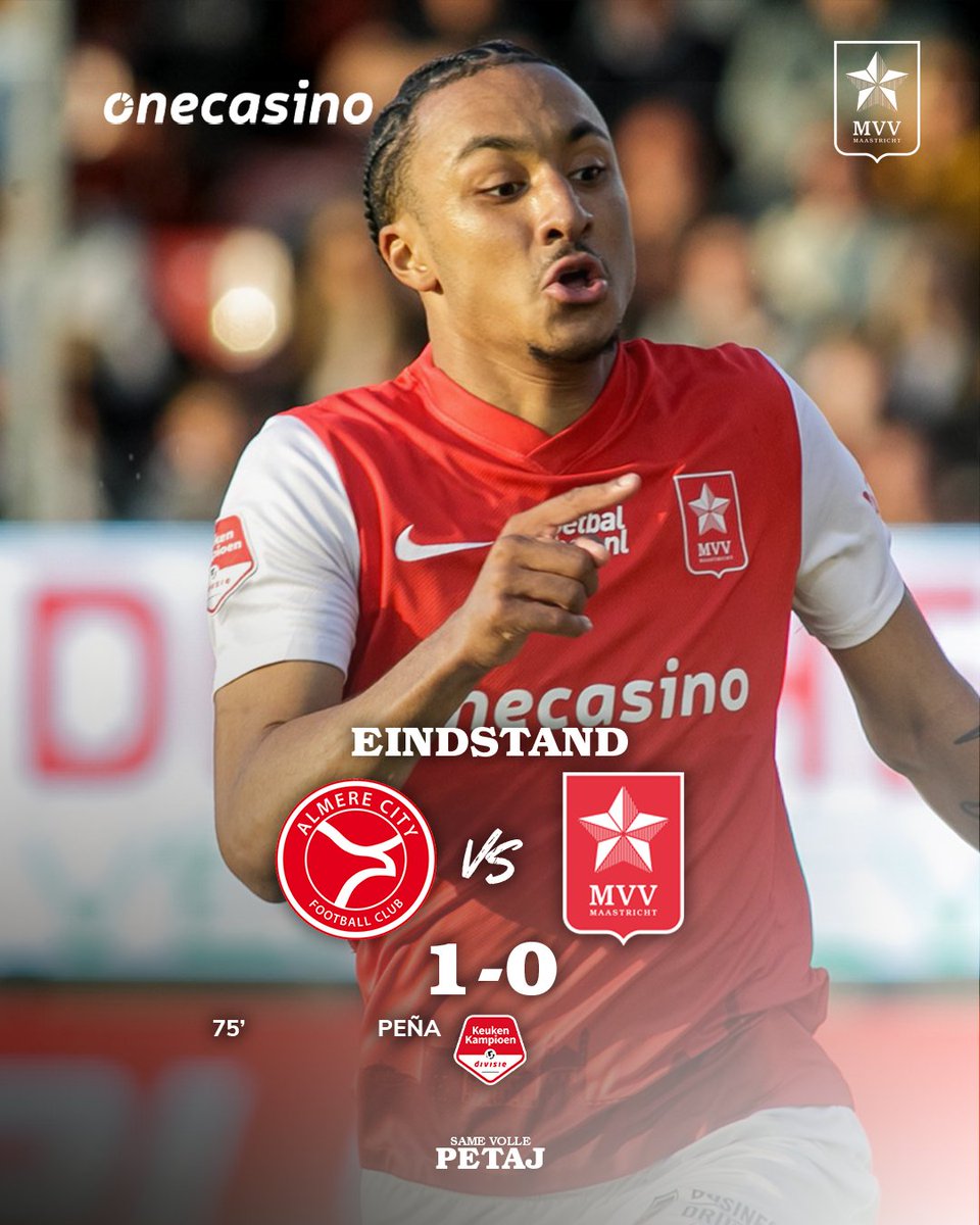 mvvmaastricht's tweet image. AFGELOPEN | MVV verliest met 1-0 van Almere City.

🔴⚫ 1️⃣ - 0️⃣ ⭐ | #almMVV