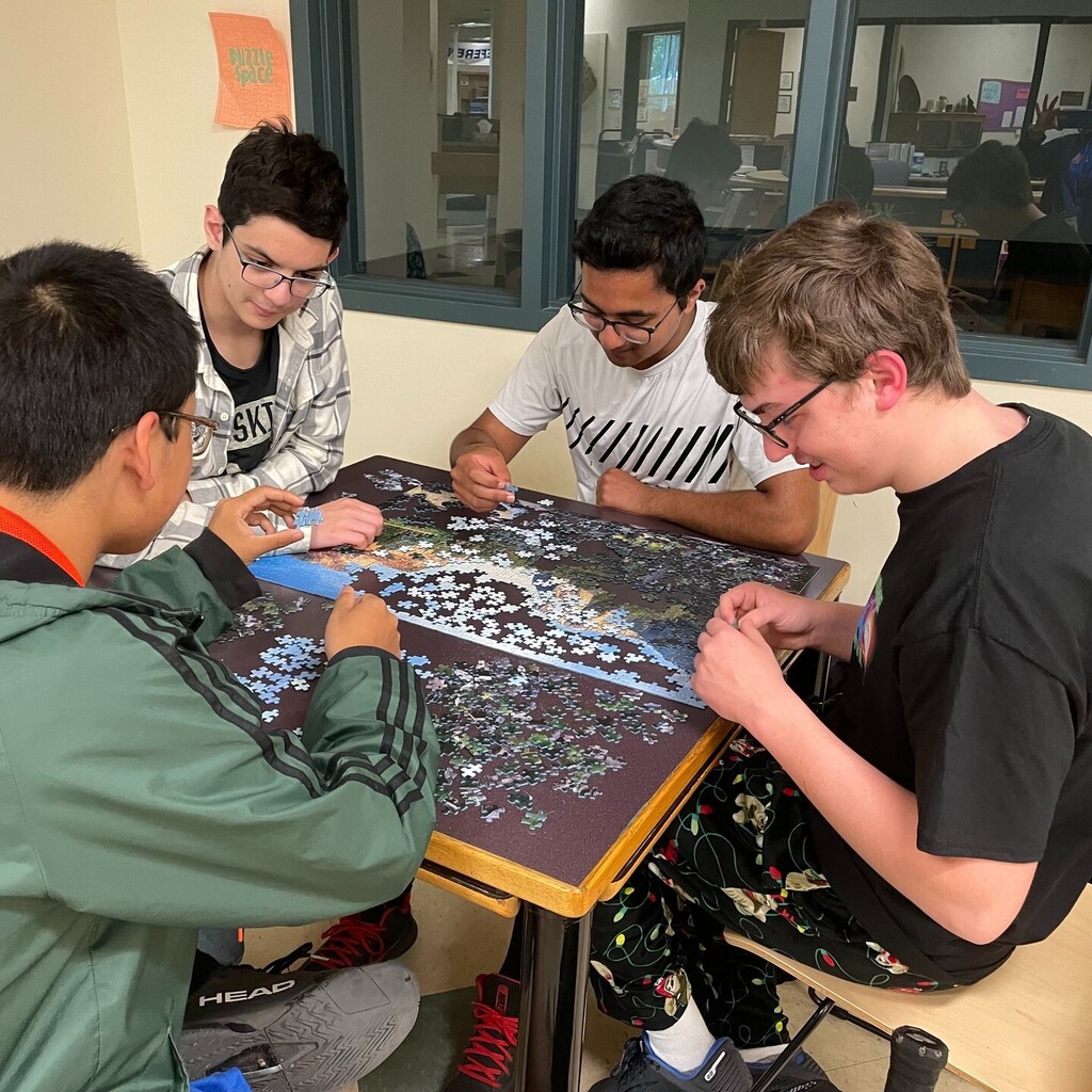 NSHSLibrary's tweet image. Puzzling on a Friday afternoon in the @nshslibrary! What could be better? instagr.am/p/Csb7_MkA0eN/