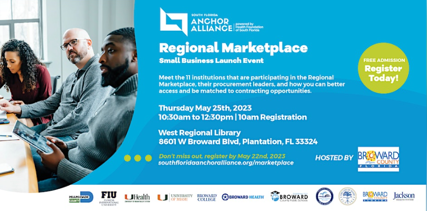 bcpsedoc's tweet image. Join us on Thurs., May 25, for the South Florida Anchor Alliance Small Business Launch Event, where eleven (11) South Florida institutions will have resources, information, and opportunities for you.  
Register to attend: ow.ly/Q5g450OrZ0S
#bcpdeddc #sfaa @browardschools