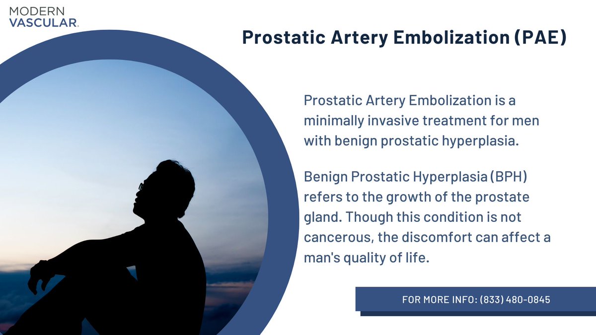 Modern Vascular offers a new minimally invasive procedure for men with enlarged prostates. For more information, please call a patient advocate today! (833) 480-0845

#ProstateHyperplasia #MinimallyInvasiveProcedures #MenHealth