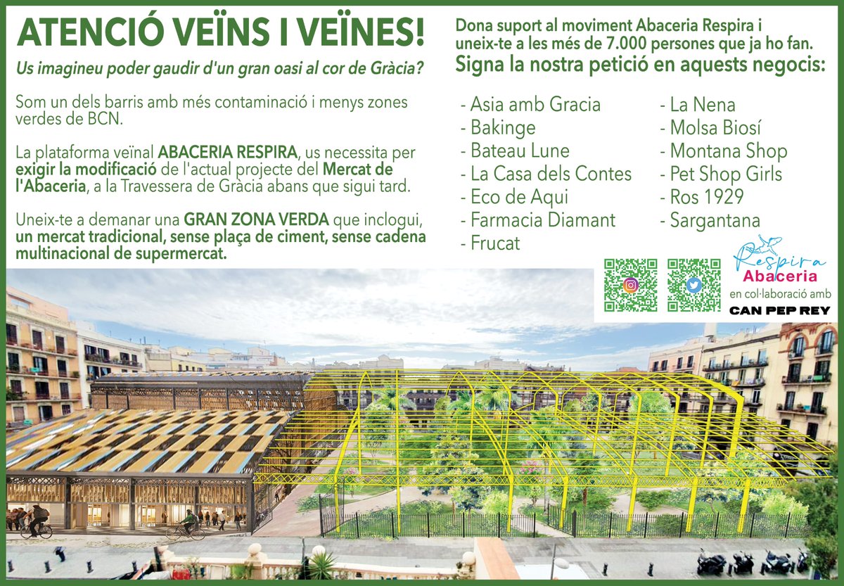 AAbaceria's tweet photo. @bcnencomu @ERC_gracia @eloibadia @JuntsXCat @MercatsBCN les tanques de l'espai Abaceria parlen i no escolteu,seguiu amb el discurset de verd sense aplicar-lo a la realitat,quina quota de verd retorneu al veïnat? 8 arbres ? NO TENIU VERGONYA aquesta reforma us esclatarà a la cara https://t.co/aoLpudFfPs