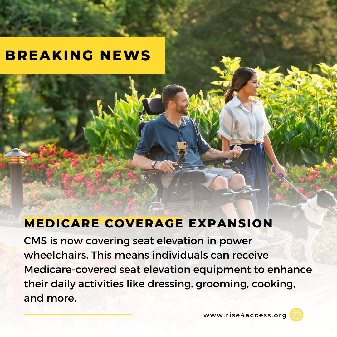 AAPMR's tweet photo. Medicare Beneficiaries! @CMSGov has taken a significant step forward in enhancing the health, function, and quality of life for individuals who rely on power wheelchairs. Medicare now covers power seat elevation for people with mobility disabilities. 

 https://t.co/etVP7o8uh6 https://t.co/xN0AUbbuzU