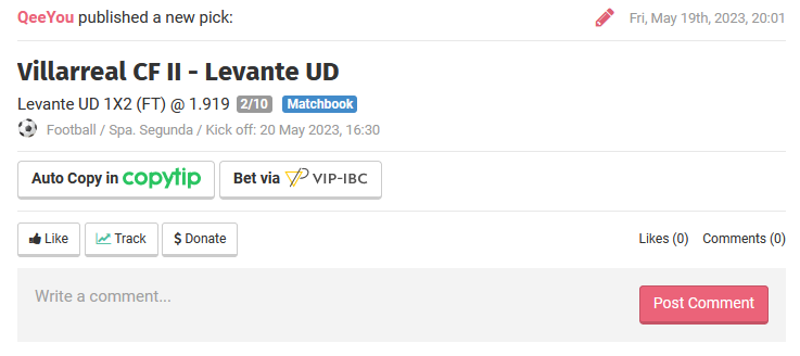 QeeYouBet's tweet photo. Spain Second Division🇪🇸

⚽️Villarreal CF II - Levante UD

Pick : Levante

Mise : 1%

Dispo en arjel

Un maximum de #RT🔁#FAV❤️ pour soutenir et si vous suivez.

#TeamParieur https://t.co/pUUmFUovNY