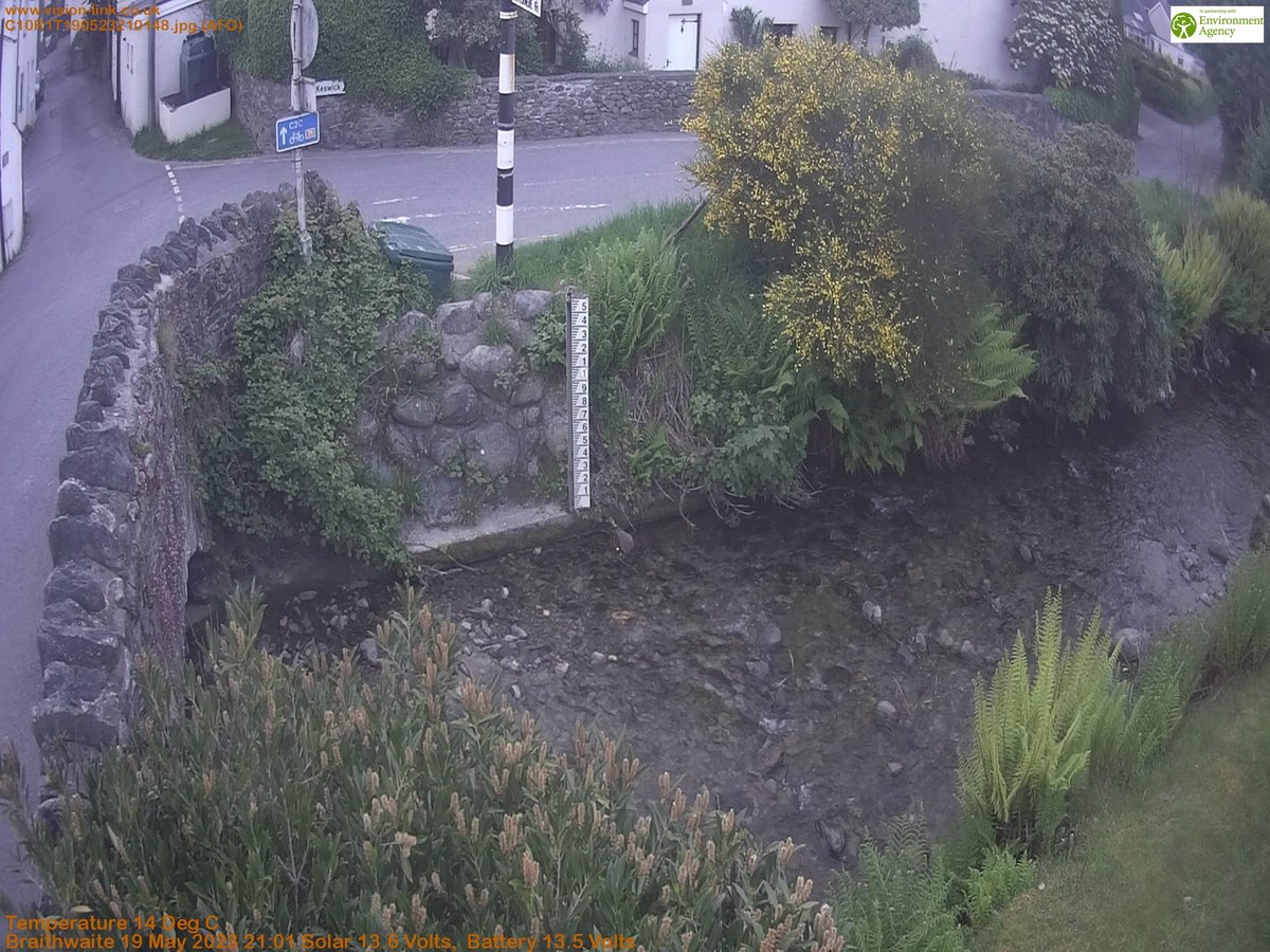 Monitoring the local river levels in Braithwaite for the flood group on 19 May 2023 21:01