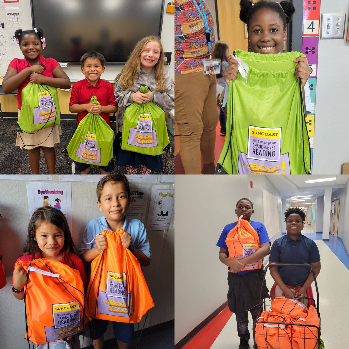 Spreading the love of reading one TBIC backpack at a time!!!  Look at these faces!😁😁😁 <a href="/SuncoastCGLR/">Suncoast GL Reading</a> <a href="/ThePattersonFdn/">The Patterson Foundation</a>