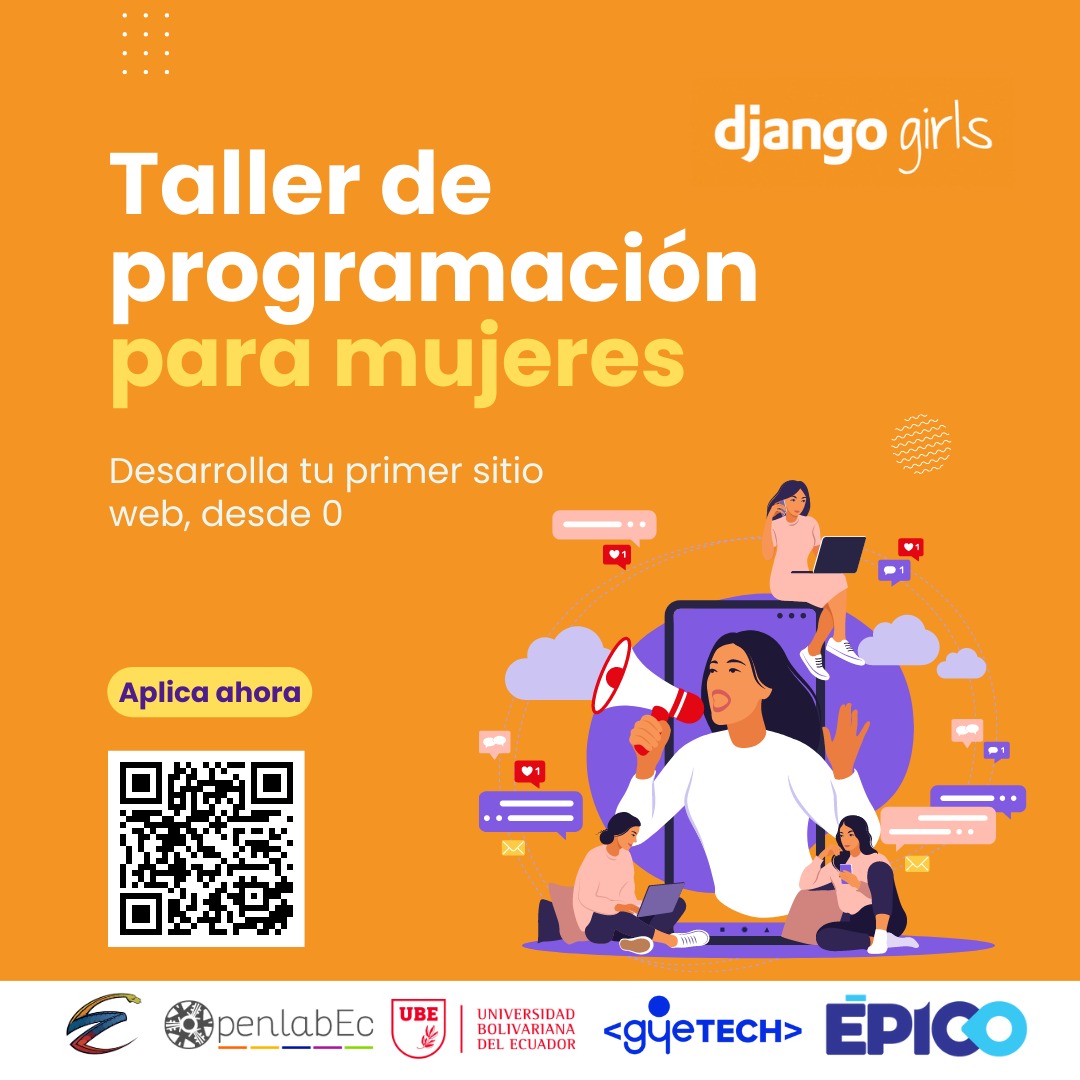 OpenlabEc's tweet photo. 🚀Vive la experiencia de desarrollar tu primer sitio web con nosotras

📌Conquistemos la web y la programación, se parte del #DjangoGirls #Guayaquil 2023

🤓Separa tu cupo: https://t.co/VVZnKgslXB…
Aplica hasta el 9 de julio📆
** Cupos limitados **

#tallerdeprogramacion https://t.co/n41FIQ36sB