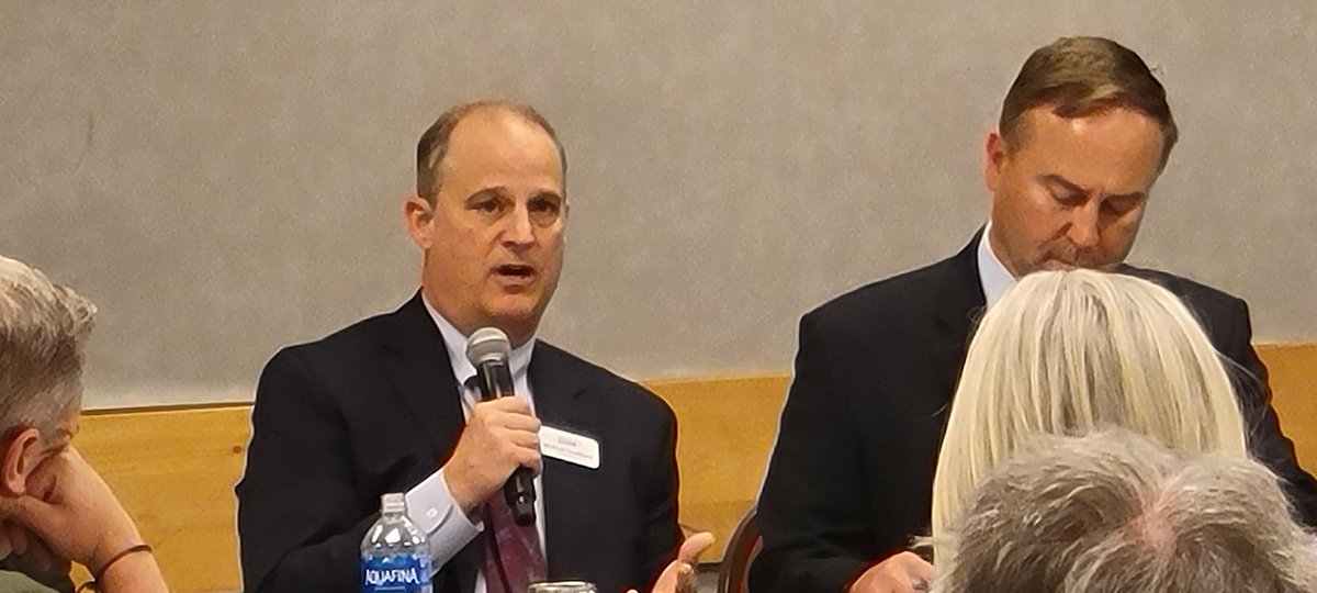 Efficiency Maine’s Executive Director Michael Stoddard (left) presented today at the 2023 Summit on Maine's Economy &amp; Climate Change during a discussion about current incentives and tax benefits available for Maine businesses. For more information, visit loom.ly/cs-FjuM