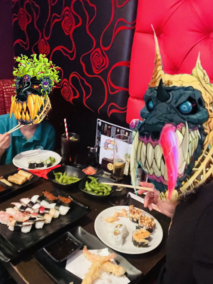 drdavecoin's tweet image. Dr Dave rolling with my DIT (Dr In Training) and a bulk load of sushi 🍣💪 #MutantHounds #FishFood